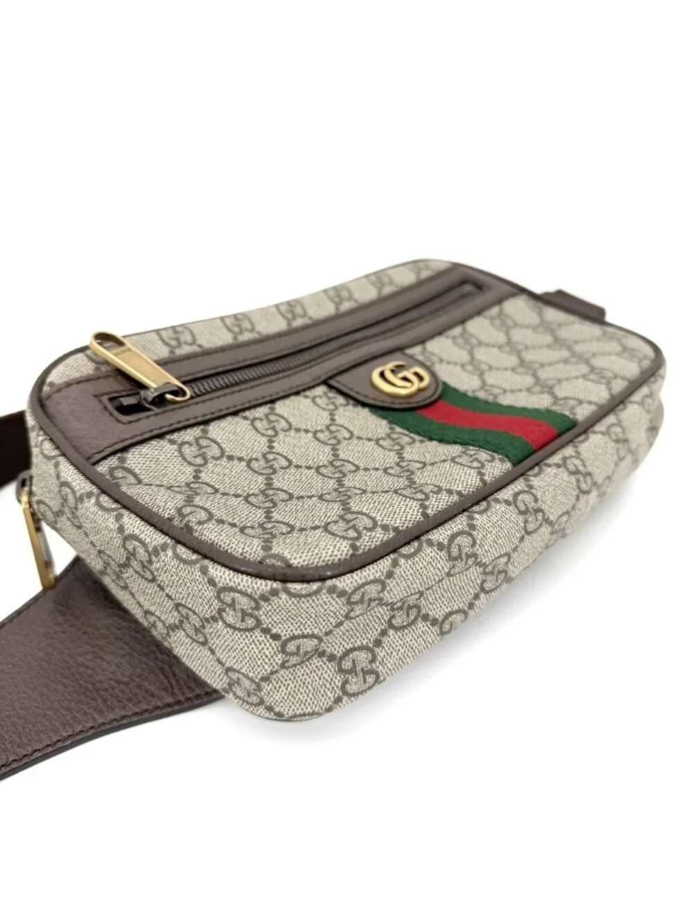 Gucci Belt Bag Ophidia Bag Sherry Line GG Supreme Canvas Leather Beige Brown